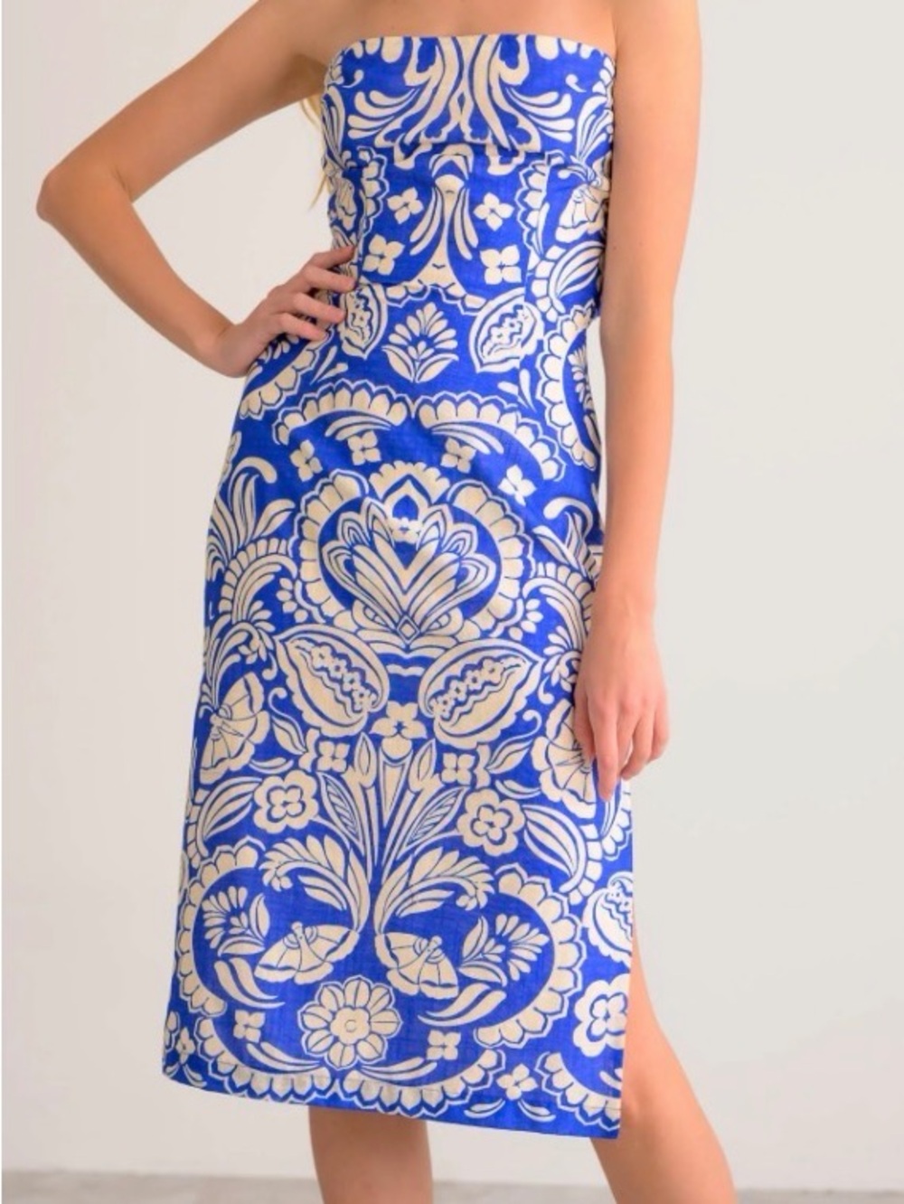 Lavender Brown Blue and Cream Floral Dress